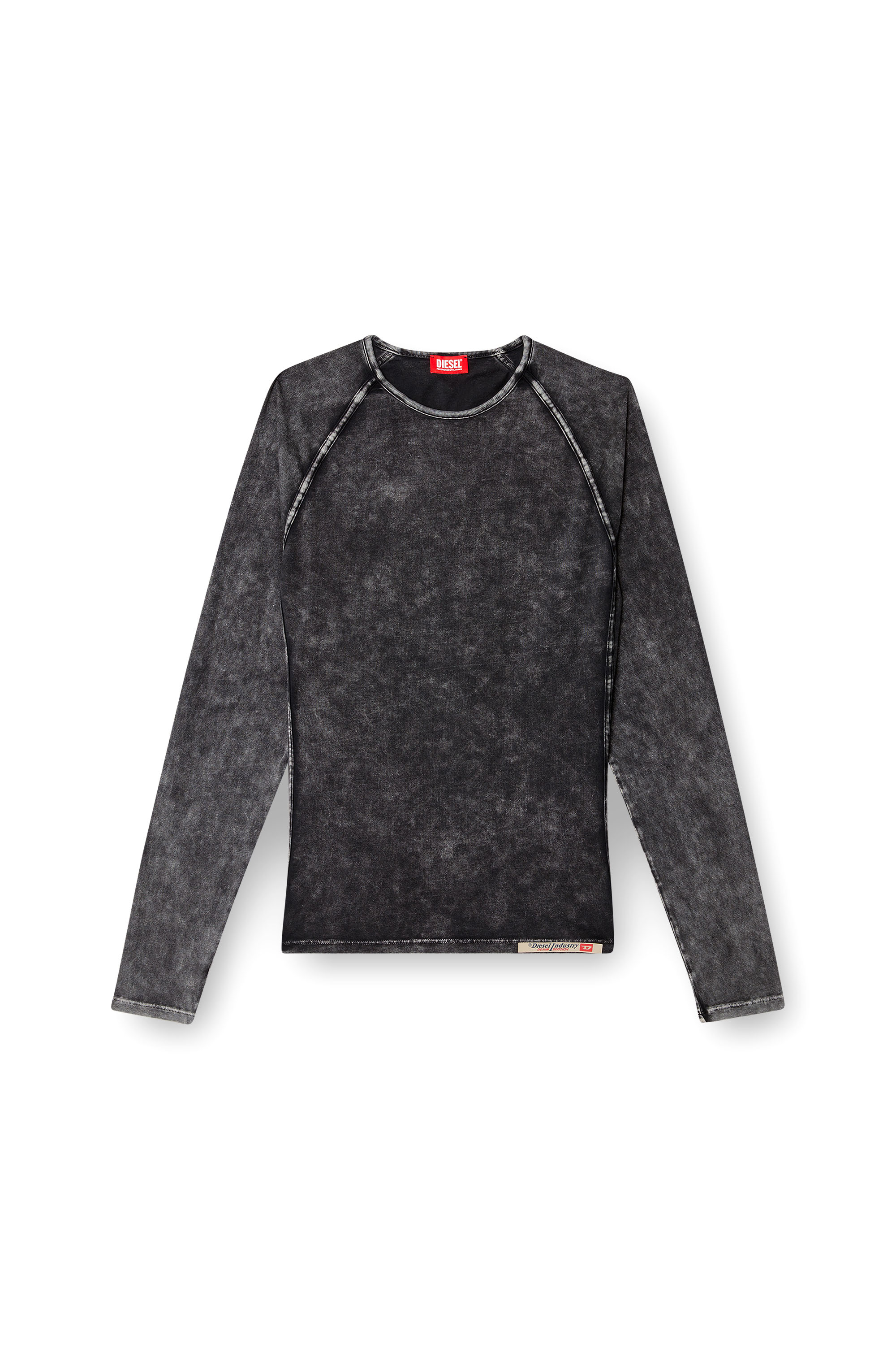 Diesel - EFREM-DNM, Man's Denim effect long-sleeve T-shirt in Black - 3