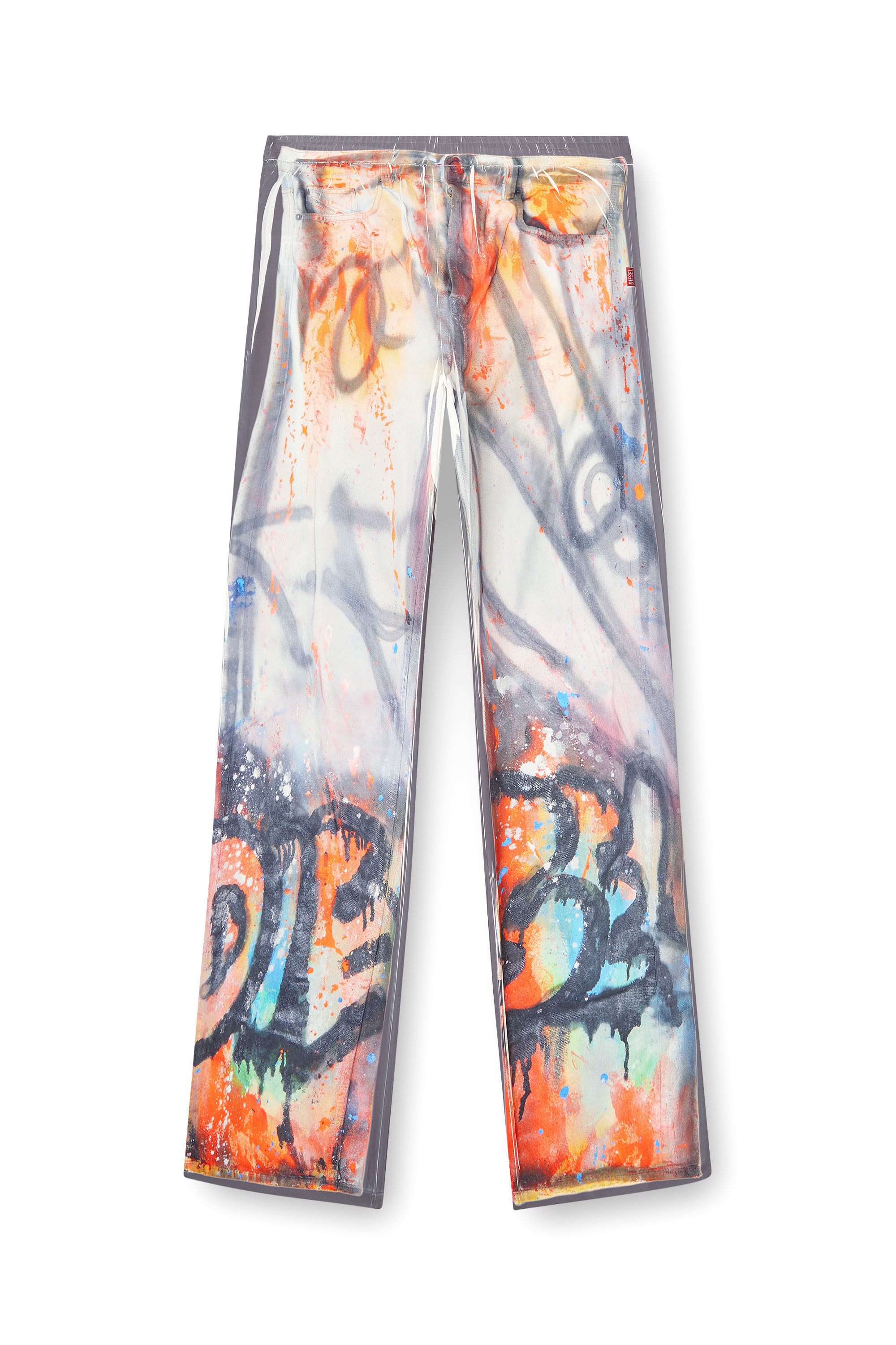 Diesel - P-AFTER-GRAFFITI-USA, Unisex's Relaxed pant with graffiti print in Grey - 4